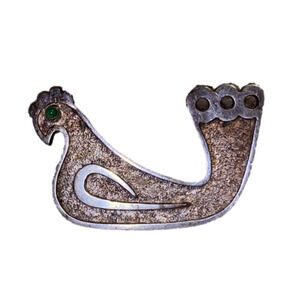 VTG Equador 925 Silver Bird Chicken Brooch w Stone eye 2”
